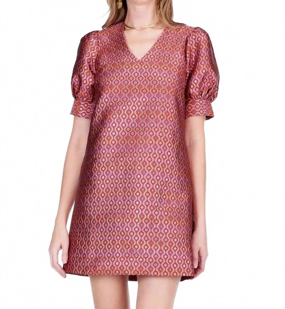 NEW AMELIA'S v-neck short sleeve shift dress in groovy grid